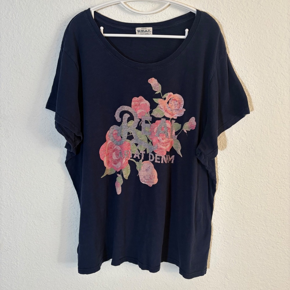 Ariat ReAL Floral Graphic T-Shirt Womens 2X Navy Blue